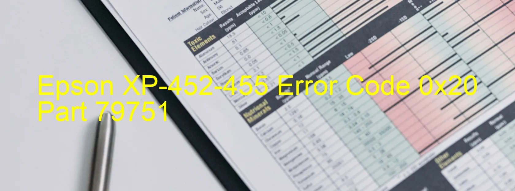 Epson XP-452-455 Código de error 0x20